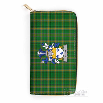Stone Irish Clan Tartan Women's Leather Wallet with Coat of Arms