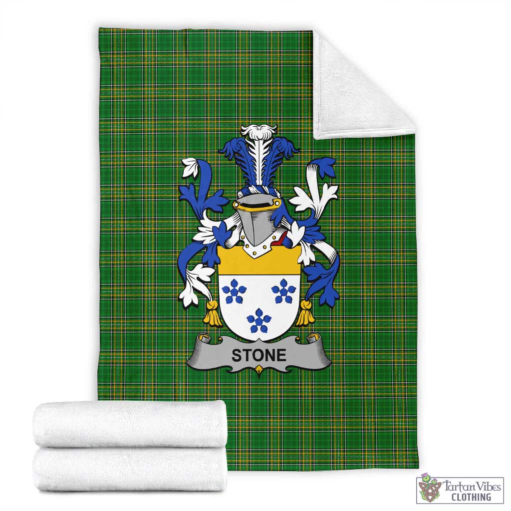 Stone Irish Clan Tartan Blanket with Coat of Arms X-Large 59 x 79 inches 150 x 200 cm - Tartan Vibes Clothing