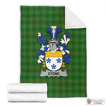 Tartan Vibes Clothing Stone Irish Clan Tartan Blanket with Coat of Arms