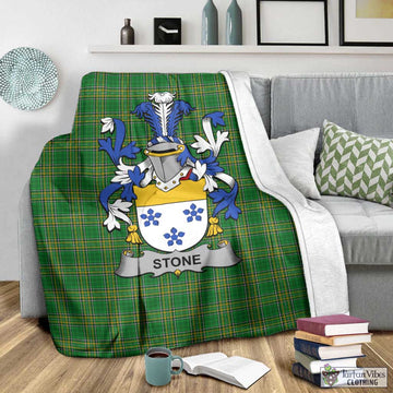 Tartan Vibes Clothing Stone Irish Clan Tartan Blanket with Coat of Arms