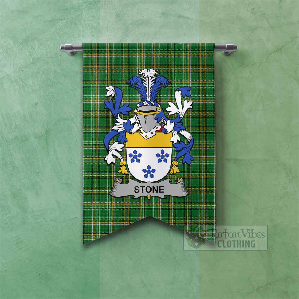 Stone Irish Clan Tartan Gonfalon, Tartan Banner with Coat of Arms Fishtail - Tartan Vibes Clothing