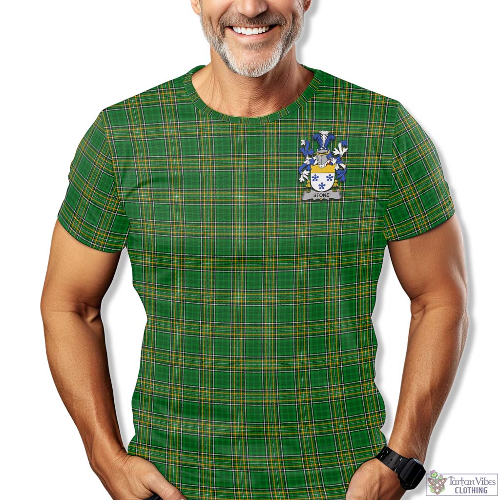 Stone Irish Clan Tartan T-Shirt with Family Seal - Tartan Vibes Clothing