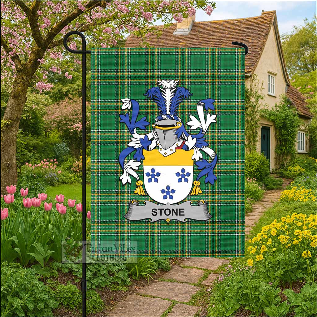 Stone Irish Clan Tartan Flag with Coat of Arms