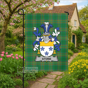 Stone Irish Clan Tartan Garden Flag with Coat of Arms