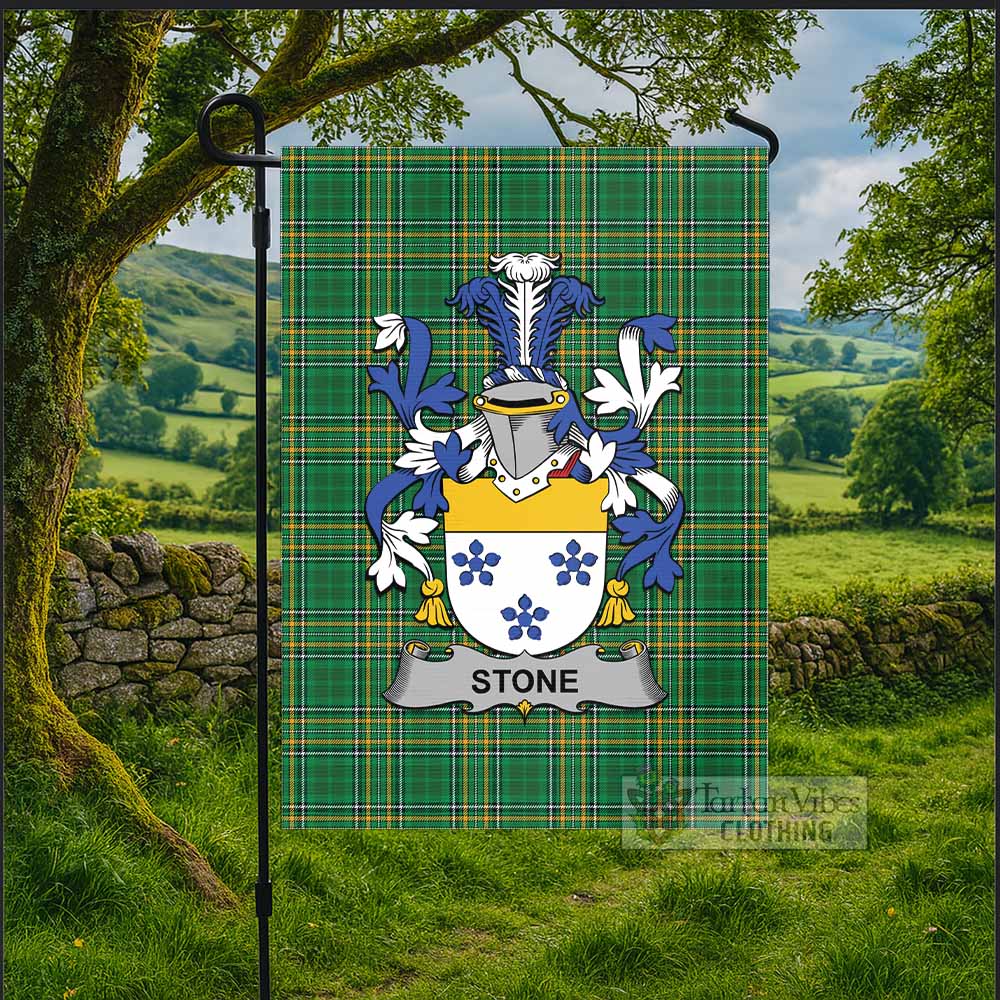 Stone Irish Clan Tartan Flag with Coat of Arms