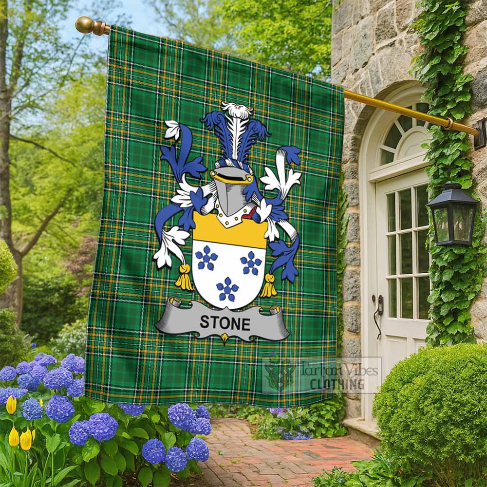 Stone Irish Clan Tartan Flag with Coat of Arms
