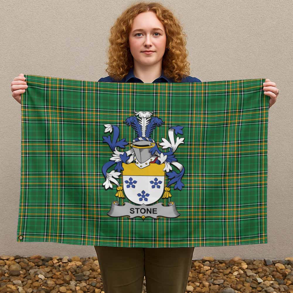 Tartan Vibes Clothing Stone Irish Clan Tartan House Flag with Coat of Arms