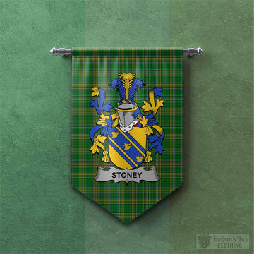 Tartan Vibes Clothing Stoney Irish Clan Tartan Gonfalon, Tartan Banner with Coat of Arms