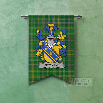 Tartan Vibes Clothing Stoney Irish Clan Tartan Gonfalon, Tartan Banner with Coat of Arms