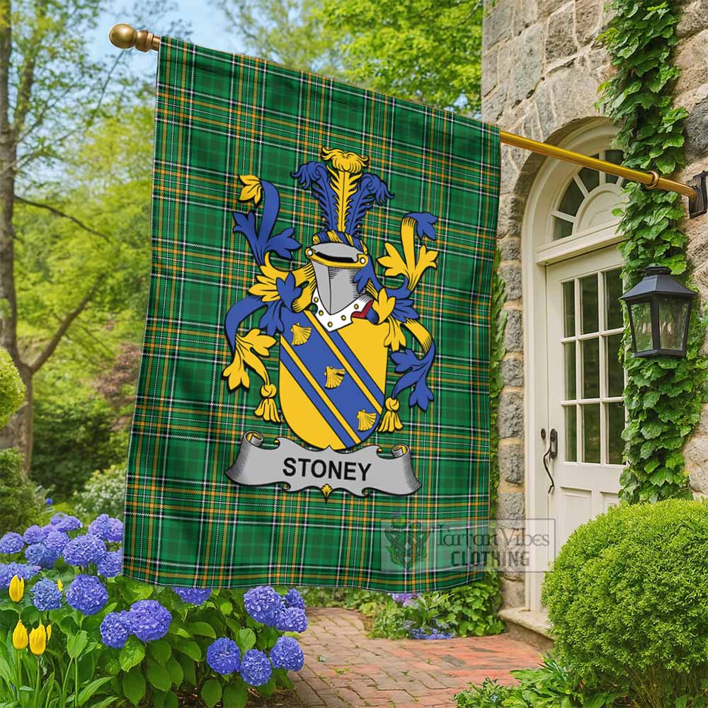 Stoney Irish Clan Tartan Flag with Coat of Arms