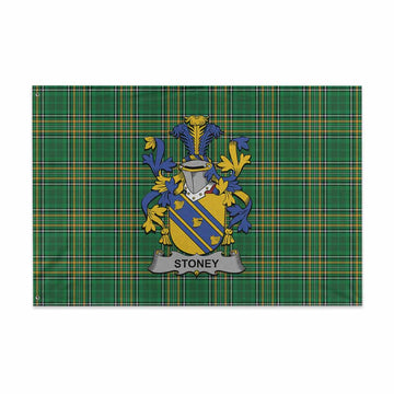 Tartan Vibes Clothing Stoney Irish Clan Tartan House Flag with Coat of Arms