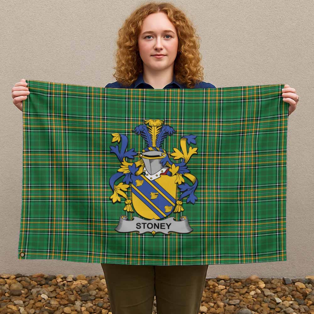 Tartan Vibes Clothing Stoney Irish Clan Tartan House Flag with Coat of Arms