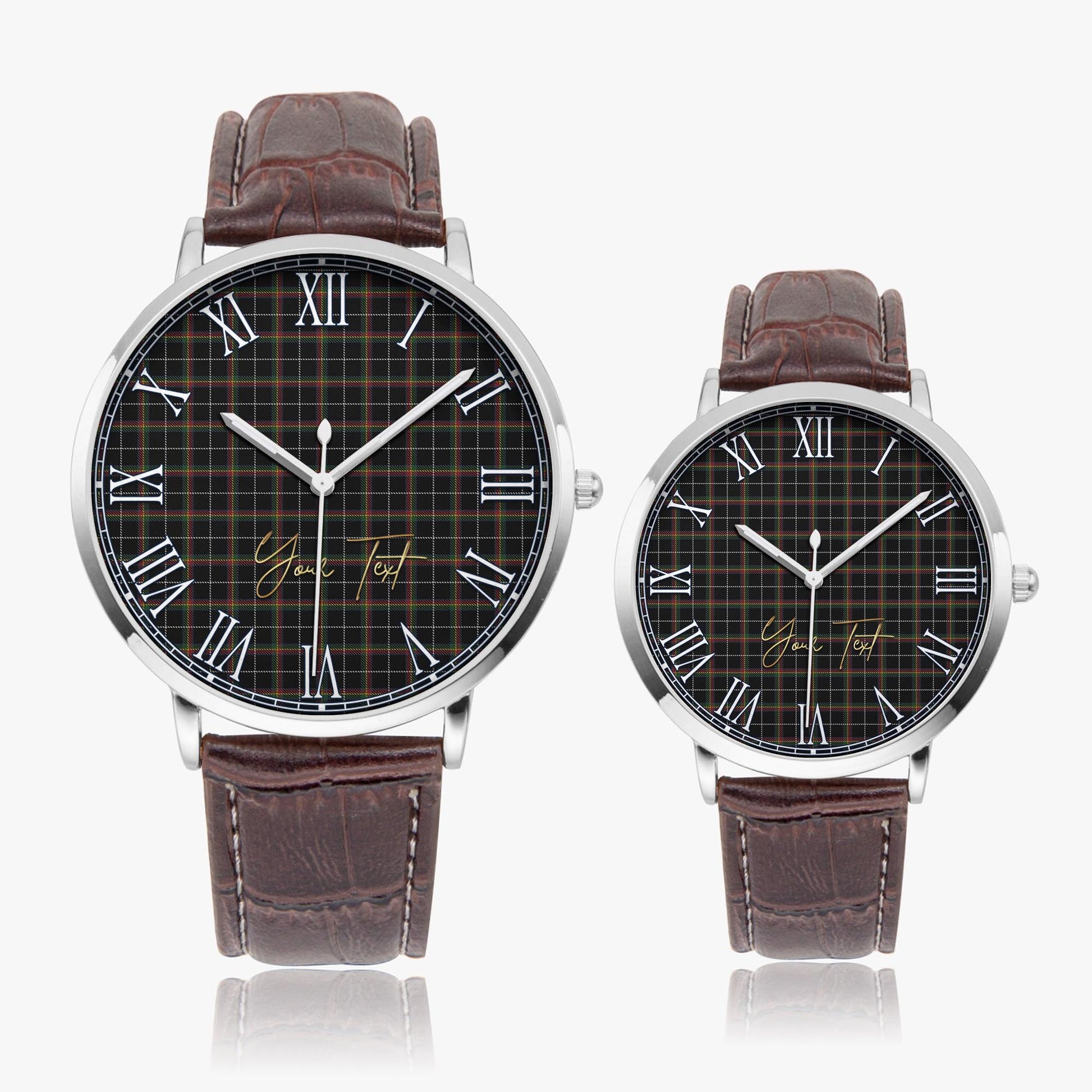 Stott Tartan Personalized Your Text Leather Trap Quartz Watch - Tartan Vibes Clothing