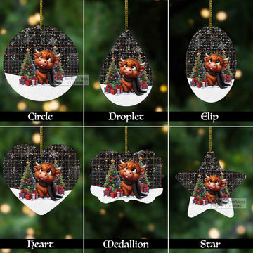 Tartan Vibes Clothing Stott Tartan Christmas Aluminium Ornament with Adorable Highland Coo