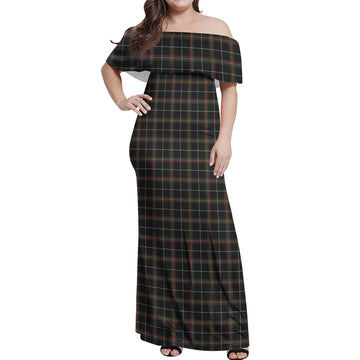 Stott Tartan Off Shoulder Long Dress Women's Dress - Tartan Vibes Clothing