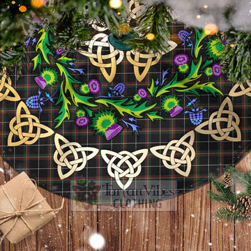 Tartan Vibes Clothing Stott Tartan Christmas Tree Skirt with Thistle Celtic Knot Style