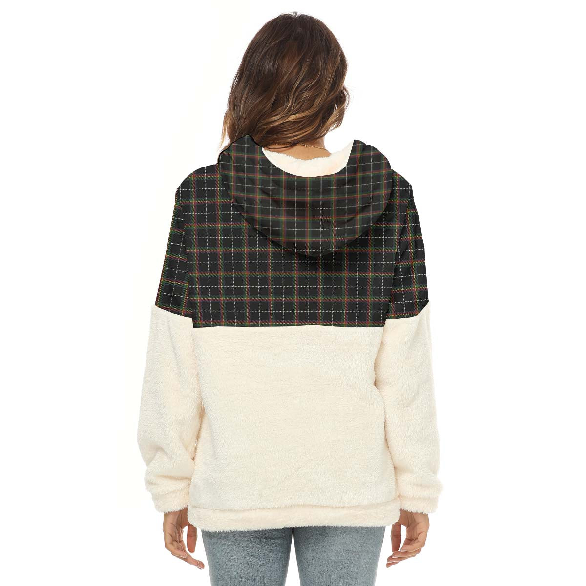 Stott Tartan Half Style Women's Borg Fleece Hoodie with Half Zip - Tartan Vibes Clothing