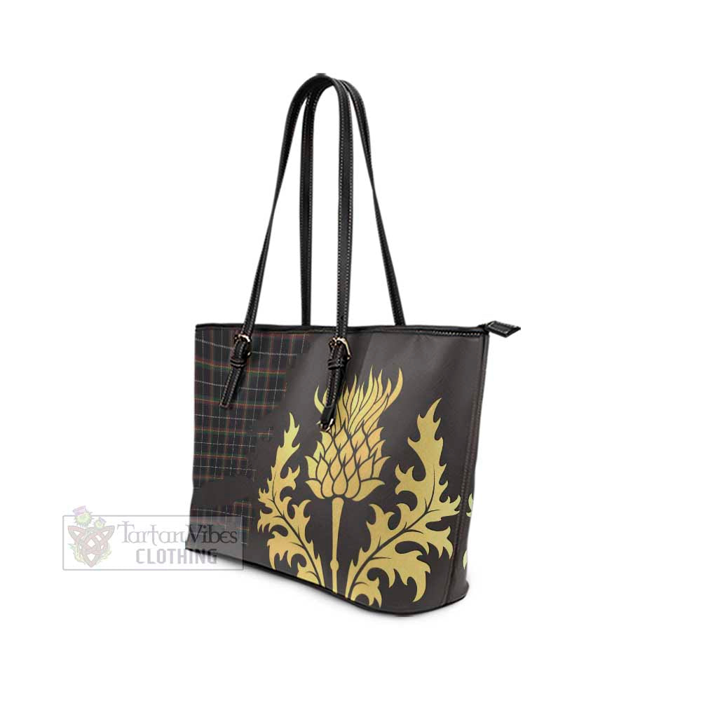 Stott Tartan Leather Tote Bag Gold Thistle Style - Tartan Vibes Clothing
