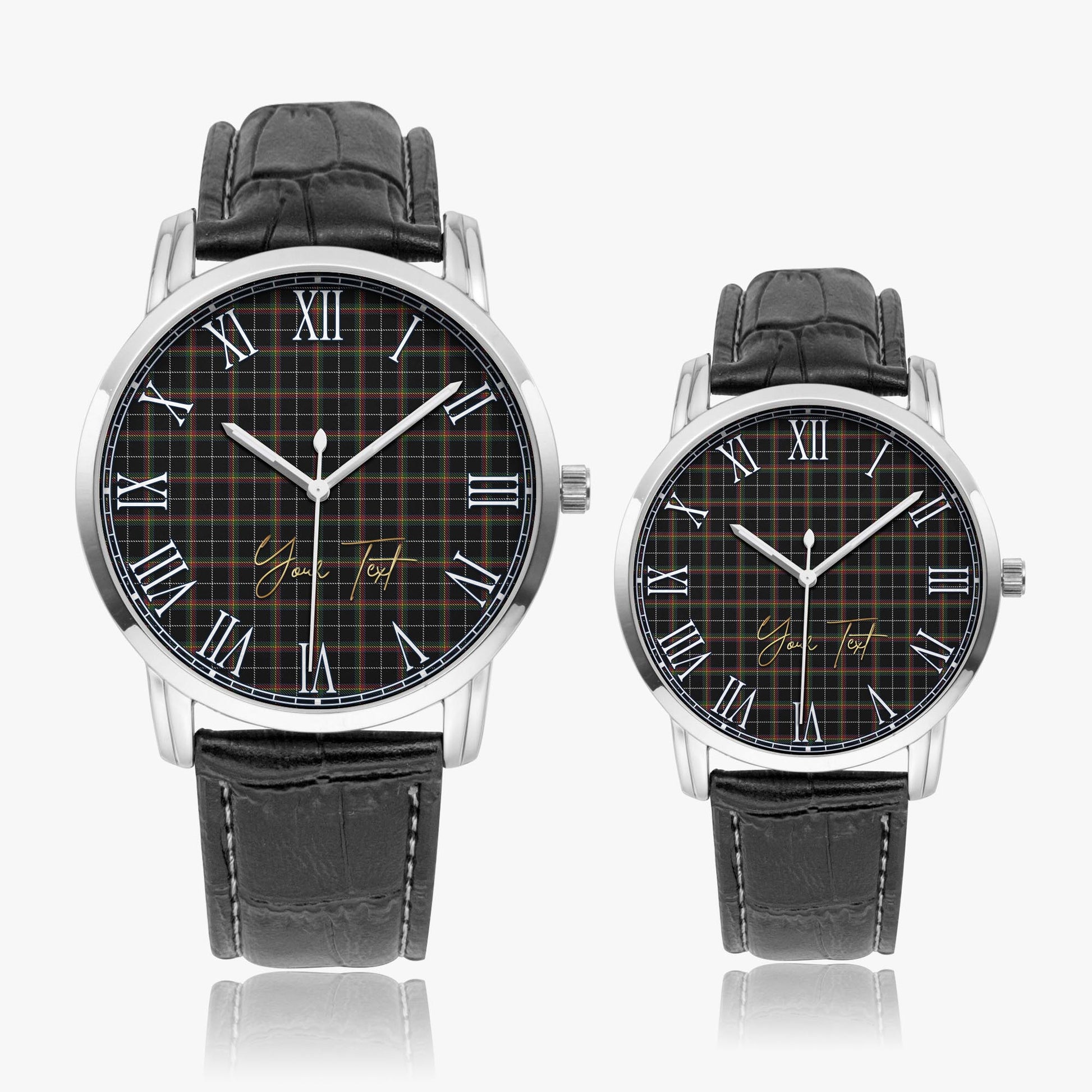 Stott Tartan Personalized Your Text Leather Trap Quartz Watch - Tartan Vibes Clothing