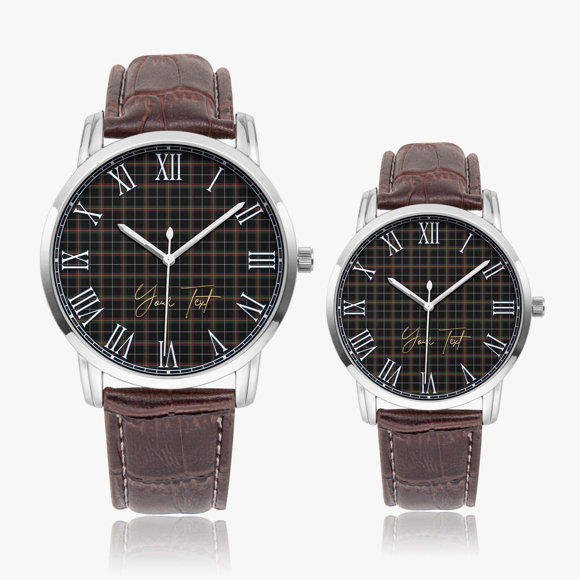 Stott Tartan Personalized Your Text Leather Trap Quartz Watch - Tartan Vibes Clothing