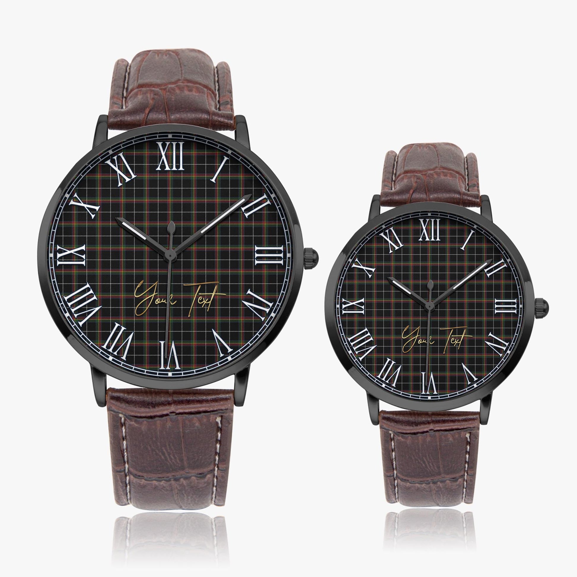 Stott Tartan Personalized Your Text Leather Trap Quartz Watch - Tartan Vibes Clothing