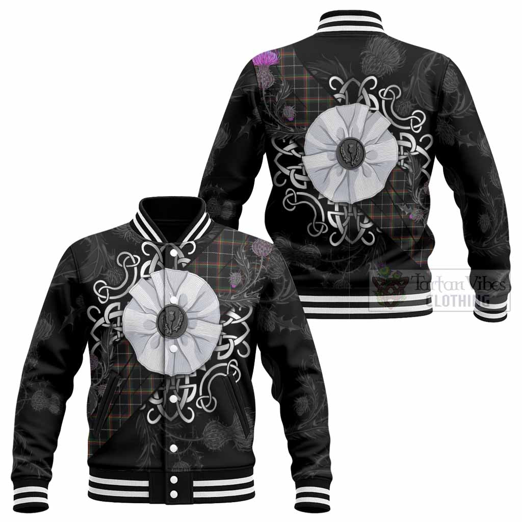 Stott Tartan Baseball Jacket Jacobite White Rose - Tartan Vibes Clothing