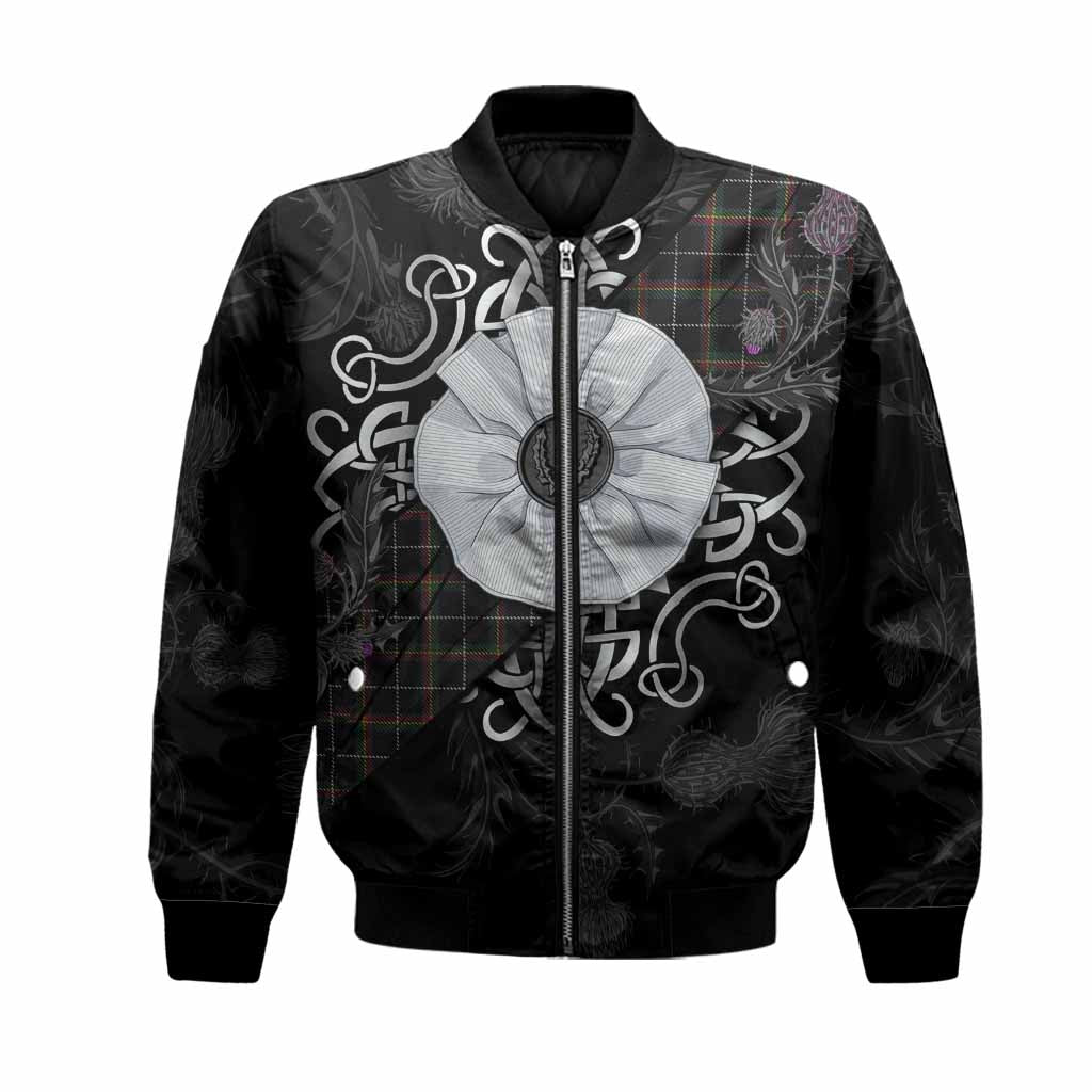 Stott Tartan Bomber Jacket Jacobite White Rose Unisex Black - Tartan Vibes Clothing