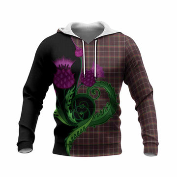Stott Tartan Knitted Hoodie Traditional Scottish Thistle