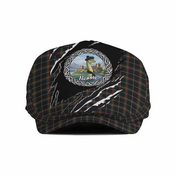 Stott Tartan Loch Ness Monster Flat Cap, Jeff Cap Celtic Knot Nessie Art