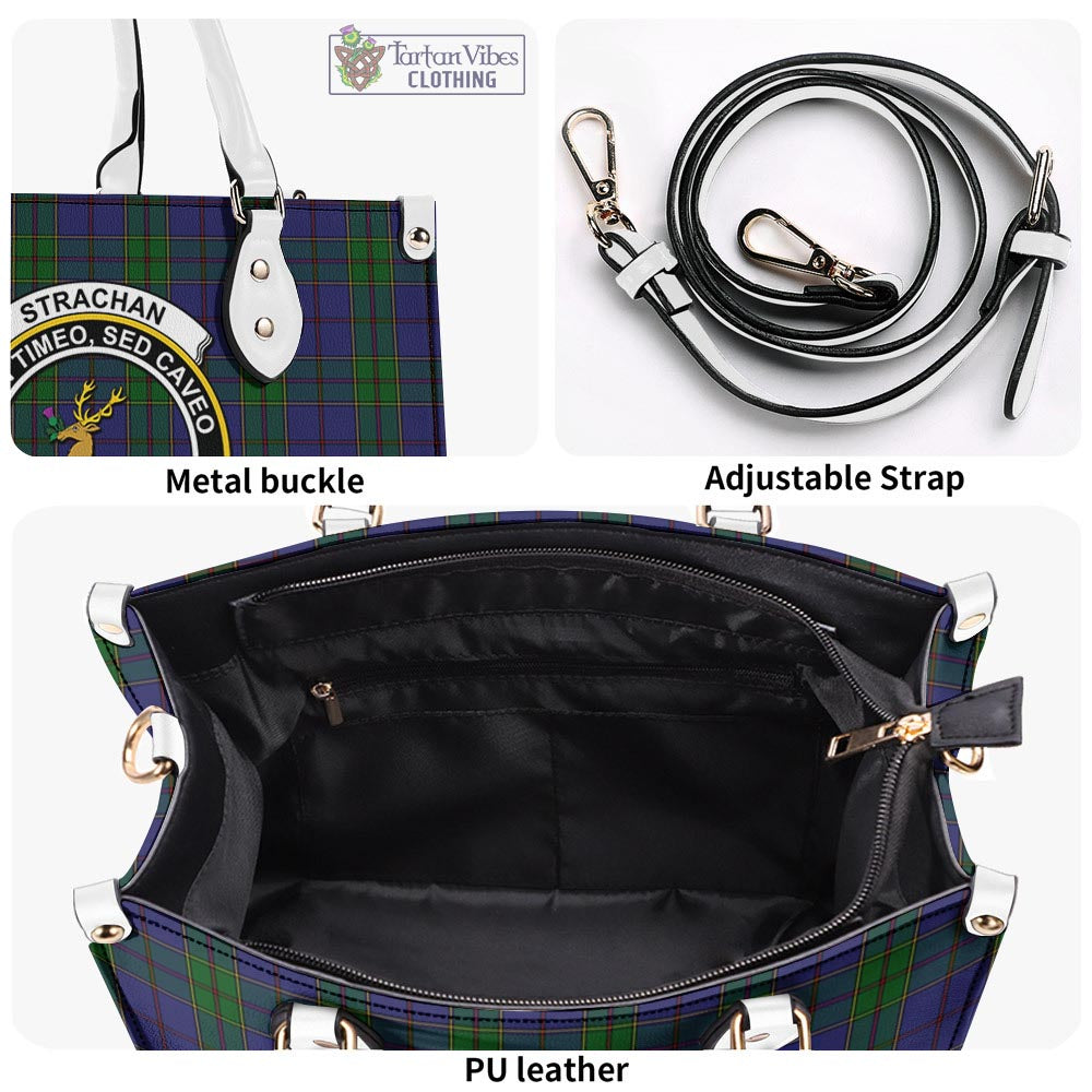 Tartan Vibes Clothing Strachan Tartan Luxury Leather Handbags with Family Crest