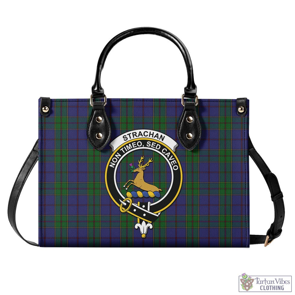 Tartan Vibes Clothing Strachan Tartan Luxury Leather Handbags with Family Crest