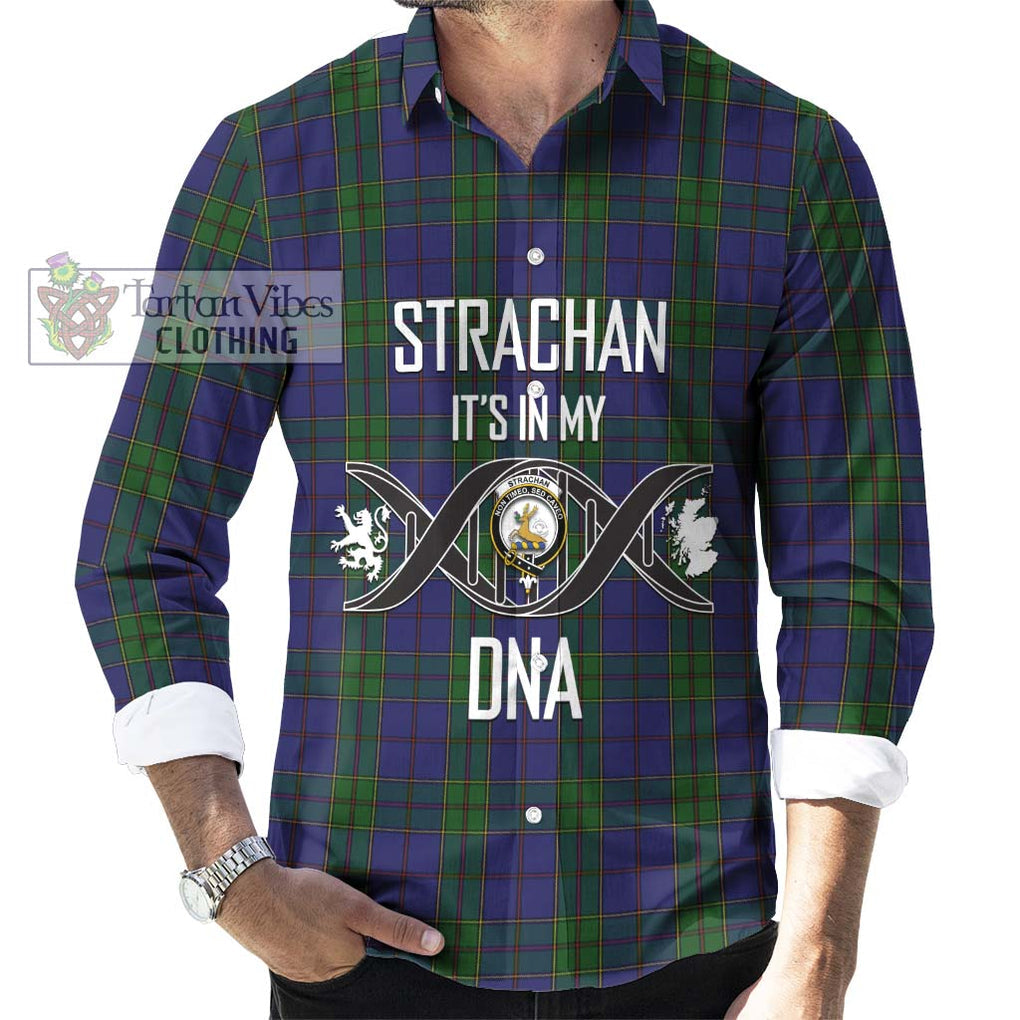 Strachan Tartan Long Sleeve Button Shirt with Family Crest DNA In Me Style Men's Shirt S - Tartanvibesclothing Shop