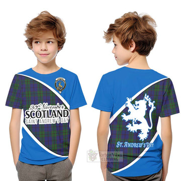 Tartan Vibes Clothing Strachan Family Crest Tartan Kid T-Shirt Celebrate Saint Andrew's Day in Style