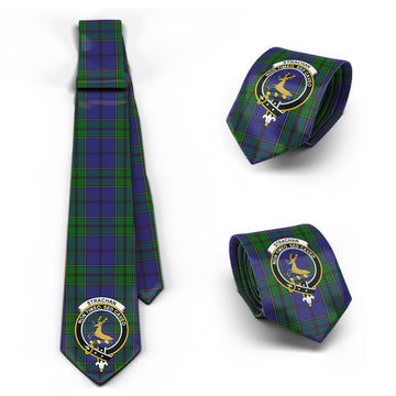 Strachan Tartan Classic Necktie with Family Crest