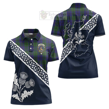Strachan Tartan Women's Polo Shirt Featuring Thistle and Scotland Map Women - Tartanvibesclothing Store