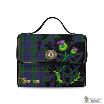 Strachan Tartan Waterproof Canvas Bag with Scotland Map and Thistle Celtic Accents