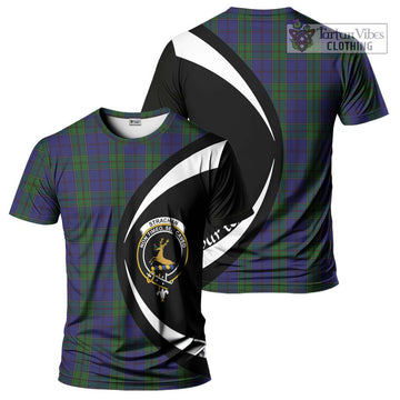 Tartan Vibes Clothing Strachan Tartan T-Shirt with Family Crest Circle Style