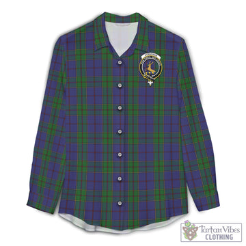 Strachan Tartan Womens Casual Shirt with Family Crest