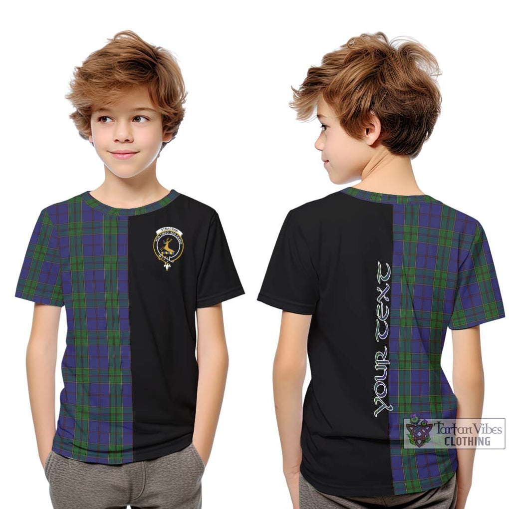 Strachan Tartan Kid T-Shirt with Family Crest and Half Of Me Style Youth XL Size14 - Tartanvibesclothing Shop