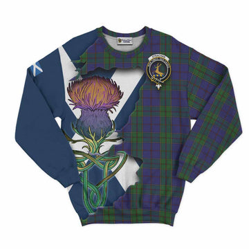 Tartan Vibes Clothing Strachan Tartan Family Crest Sweatshirt Scottish Thistle Celtic Inspired