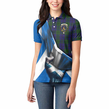 Tartan Vibes Clothing Strachan Tartan Women's Polo Shirt with Family Crest Scotland Patriotic Style