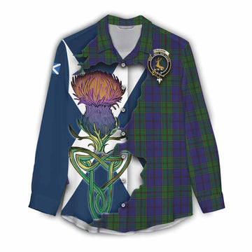 Strachan Tartan Family Crest Women's Casual Shirt Scottish Thistle Celtic Inspired