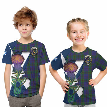 Strachan Tartan Family Crest Kid T-Shirt Scottish Thistle Celtic Inspired