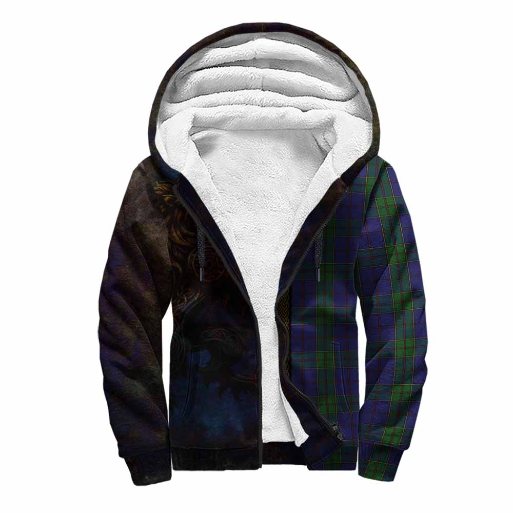 Tartan Vibes Clothing Strachan Tartan Family Crest Sherpa Hoodie Alba Gu Brath Be Brave Lion Ancient Style