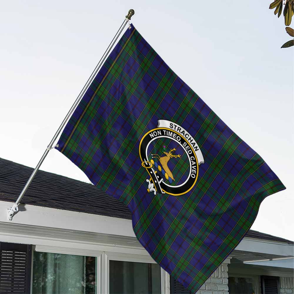 Tartan Vibes Clothing Strachan Tartan House Flag with Family Crest