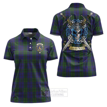 Strachan Tartan Women's Polo Shirt with Family Crest Celtic Skull Style Women - Tartan Vibes Clothing