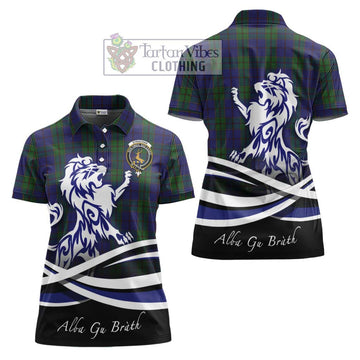 Strachan Tartan Women's Polo Shirt with Alba Gu Brath Regal Lion Emblem Women - Tartan Vibes Clothing