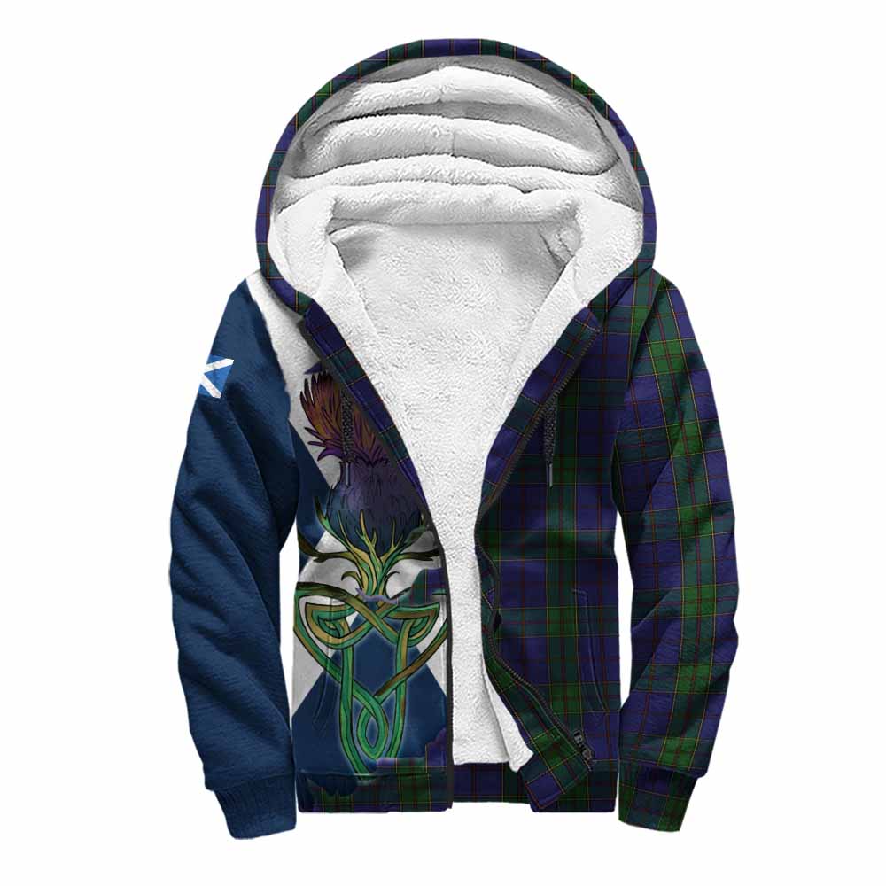 Tartan Vibes Clothing Strachan Tartan Family Crest Sherpa Hoodie Scottish Thistle Celtic Inspired