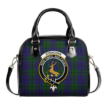 Strachan Tartan Shoulder Handbags with Family Crest