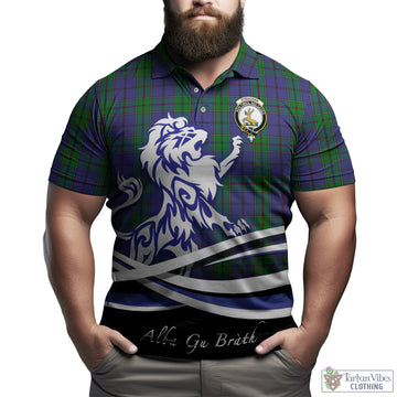 Strachan Tartan Polo Shirt with Alba Gu Brath Regal Lion Emblem